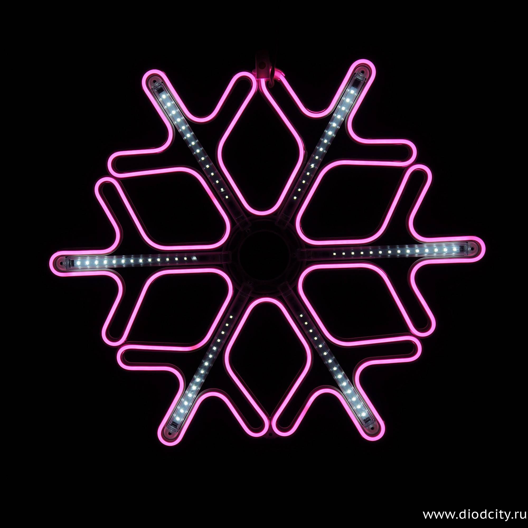Фигура светодиодная "Снежинка" с динамикой, розовая