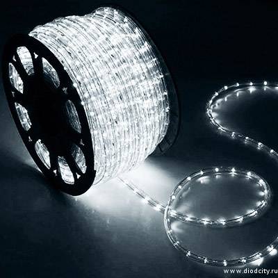 Дюралайт круглый с мерцанием, белый, 220 В