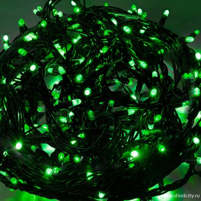 Гирлянда LED Твинкл Лайт, длина 20м, цвет зеленый, с  контроллером