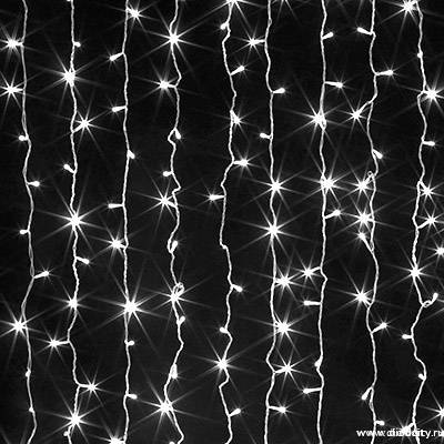 Светодиодный занавес "Дождь", 2 х 1,5м, белые диоды IP65, 24В