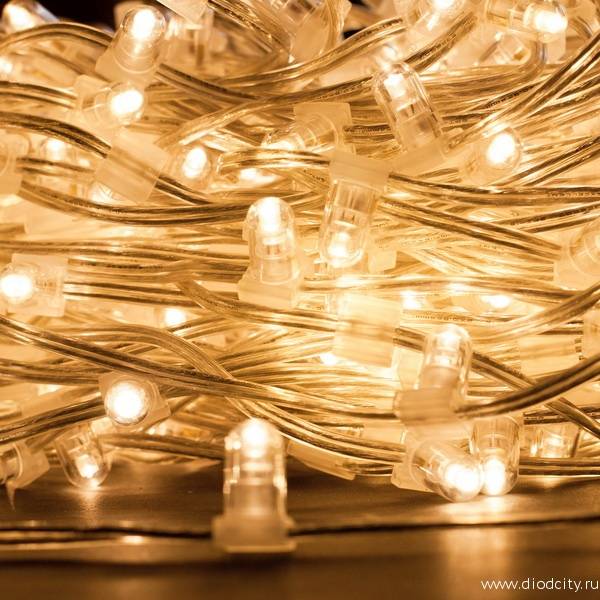Гирлянда "Клип Лайт" теплые белые диоды, прозрачный провод