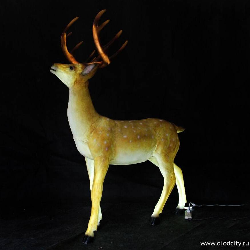 Объемная фигура из стекловолокна "Олень", 160*125*65 см, 24 В