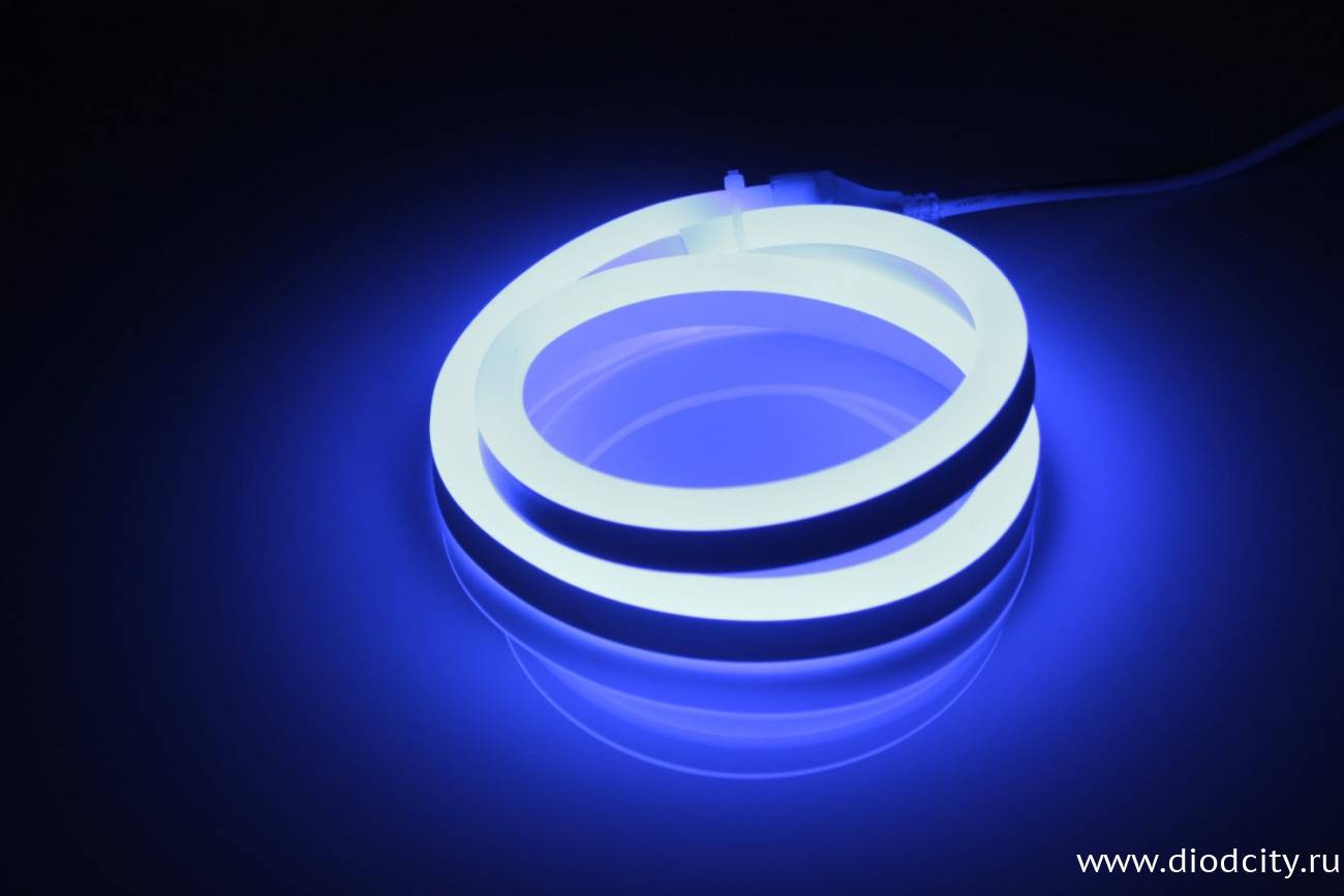 Гибкий неон 24V-2835-120P-big size, размер 12*25мм, синий