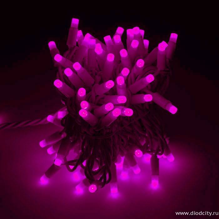 Гирлянда-нить Стринг Лайт, фиксинг, 10м, цвет розовый, 24В