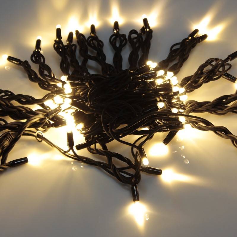 Гирлянда нить Стринг Лайт, 20м, черный провод, теплая белая, 24V