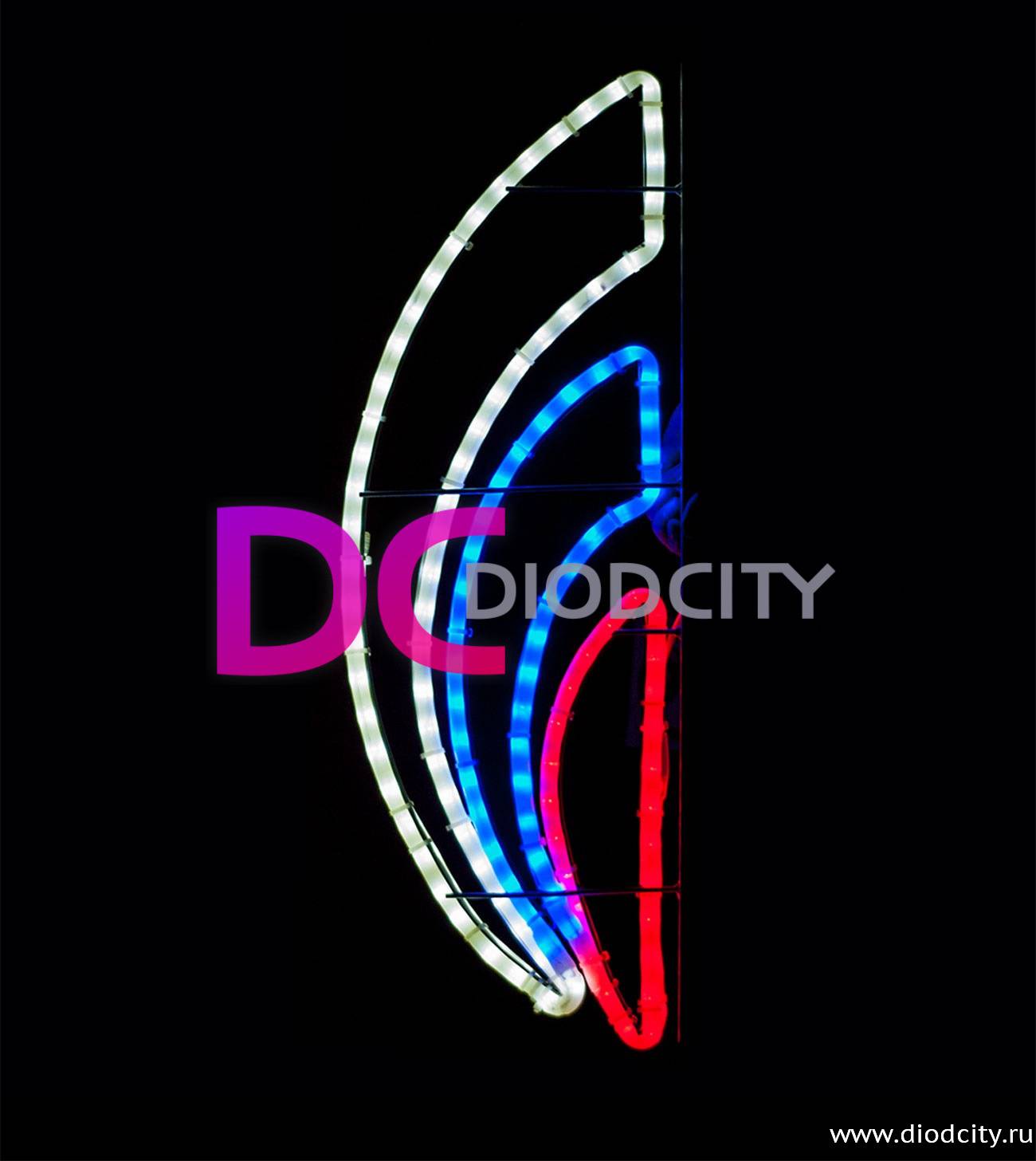 Светодиодная консоль "Пламя триколор", 70*26 см, белая, синяя, красная