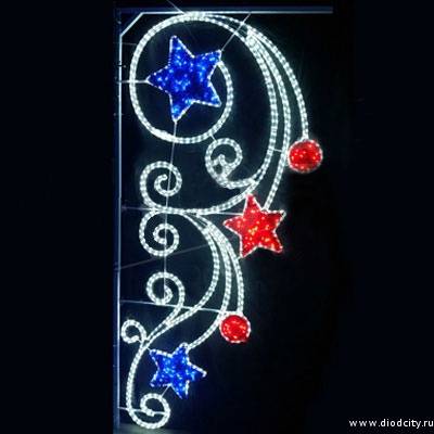 Световая консоль "Шары и звезды" 93*200 см, красный/синий