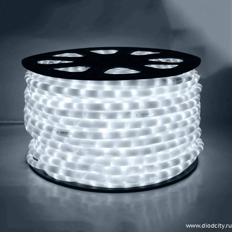 Светодиодный дюралайт-фиксинг, 13мм, 360°, белый