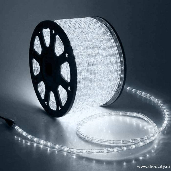 Светодиодный дюралайт круглый, белый, 12 В