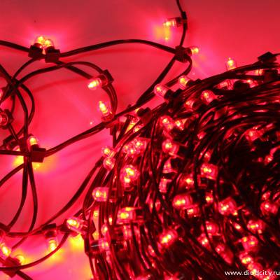 Гирлянда "Клип Лайт" красные диоды, темно-зеленый провод