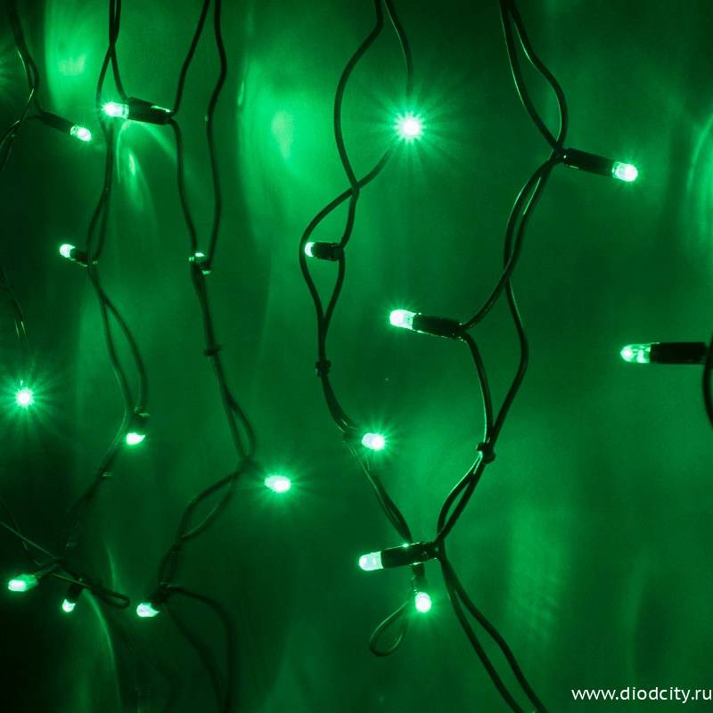 Гирлянда - бахрома  4.8 х 0.6м, зеленые диоды