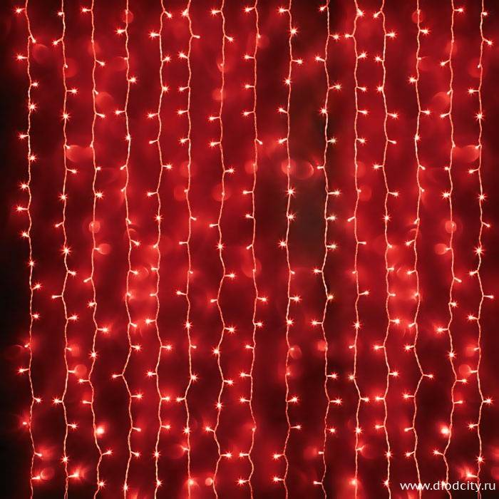 Светодиодный занавес "Дождь", 2 х 6м, красные диоды, мерцающий