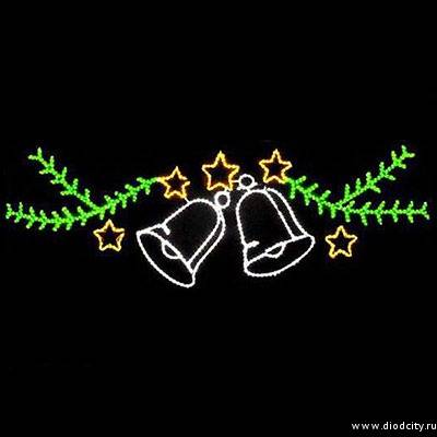 Светодиодное панно "Колокольчики на еловой ветке" 90 * 300 см