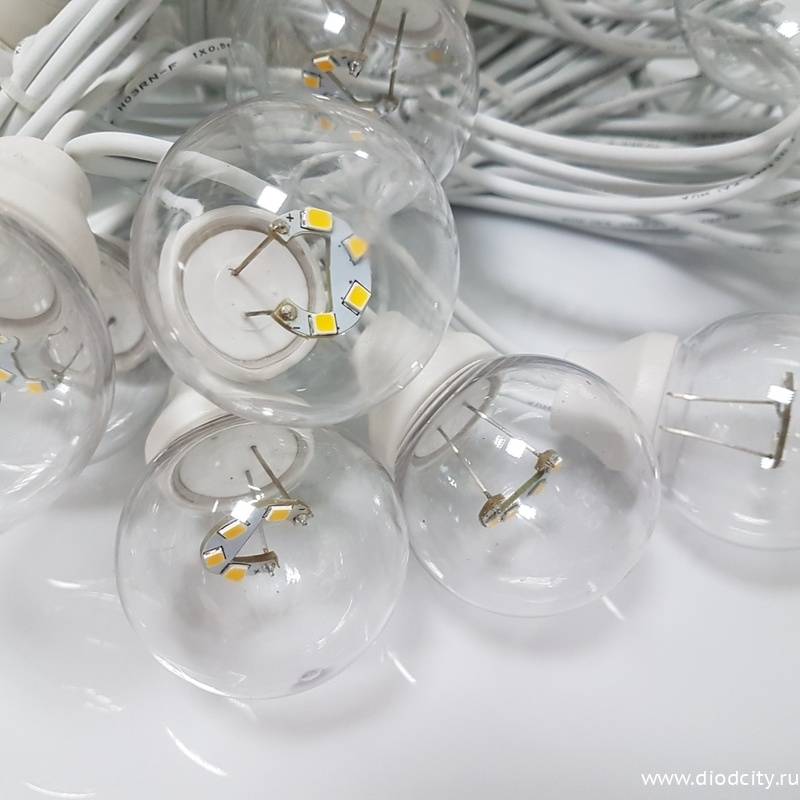 Гирлянда Белт Лайт 20 ламп,цвет теплый белый, 10 м, шаг 50см, белый провод