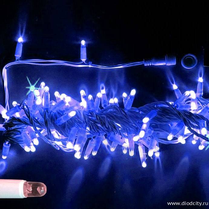 Гирлянда-нить, герметичный колпачок, с мерцанием, 10м, цвет синий, 24В