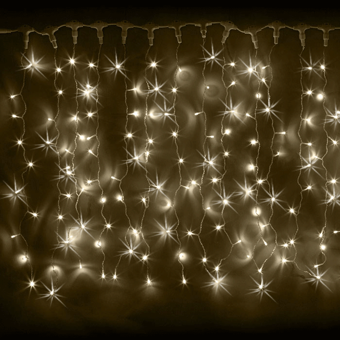 Светодиодный занавес "Дождь", 2х1.5м, теплые белые диоды, мерцающий