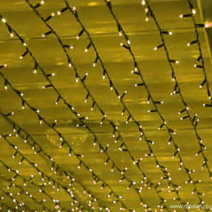 Светодиодный занавес "Дождь" , 2 х 9м, желтые диоды, мерцающий