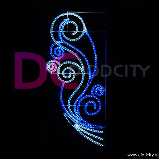 Светодиодная консоль "Перо Жарптицы", 200х90 см, синяя