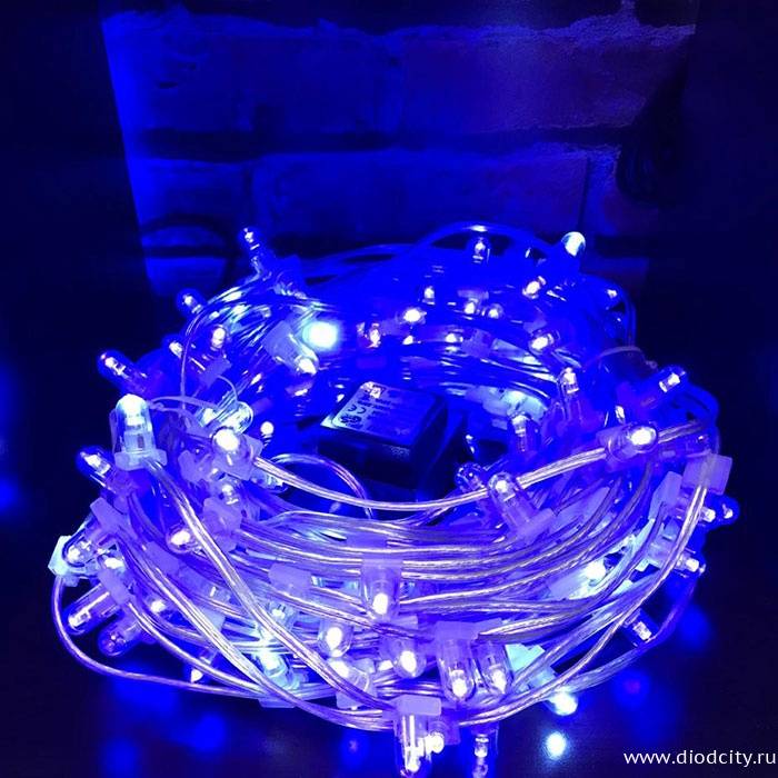 Гирлянда "Клип Лайт" синие диоды, прозрачный провод