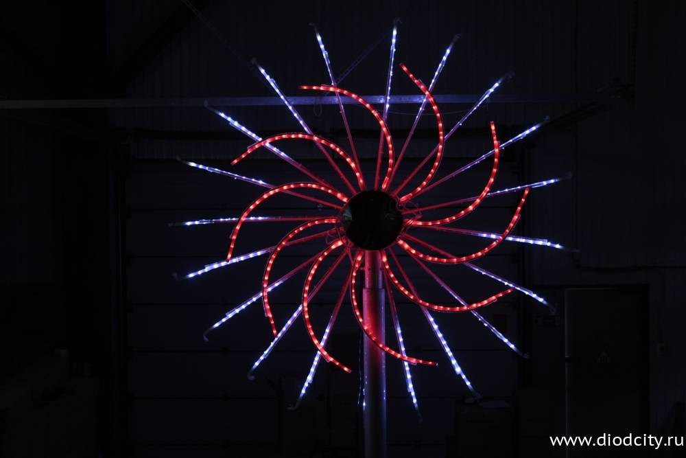 Светодиодный фейерверк "Колесо-Шар" d 3 м, белый/красный