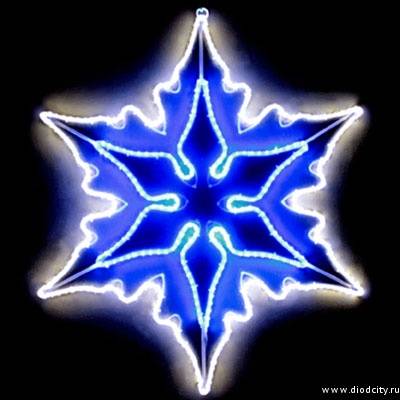 Светодиодная снежинка 83*83 см, бело-синяя, мерцающая