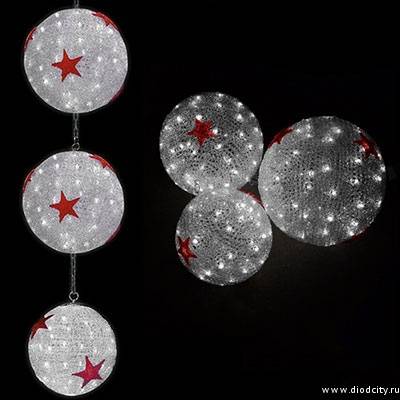 Обьемная фигура 3D "Три шара" белый+красный