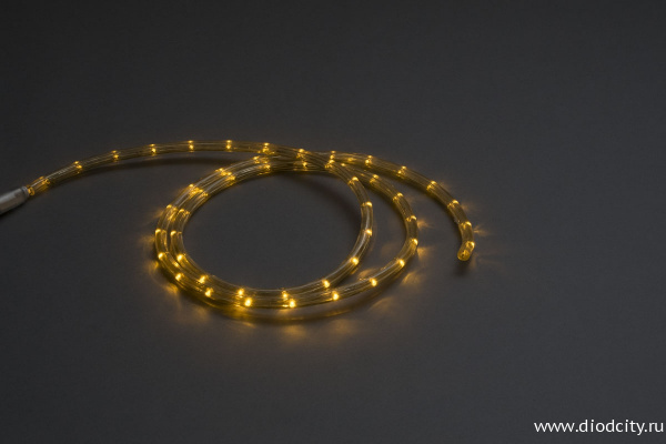 Светодиодный дюралайт - фиксинг круглый, 11.5мм, желтый