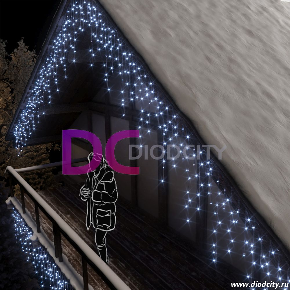 Светодиодная бахрома Rich LED 3х0.5 м, белая, IP54