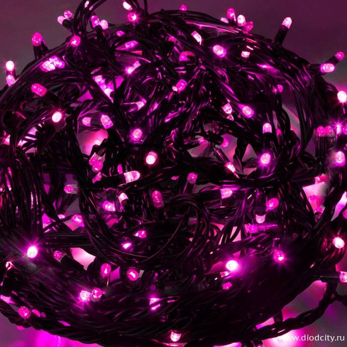 Гирлянда LED Твинкл Лайт, длина 10м, цвет розовый, с контроллером