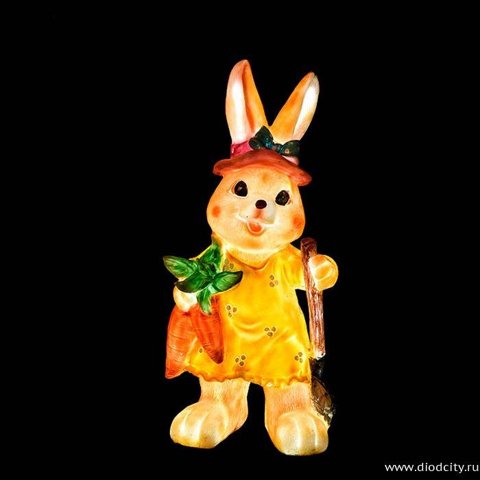 Обьемная фигура из стекловолокна "ЗАЙЧИК С МОРКОВКОЙ", 30*25*68 см, 24 В