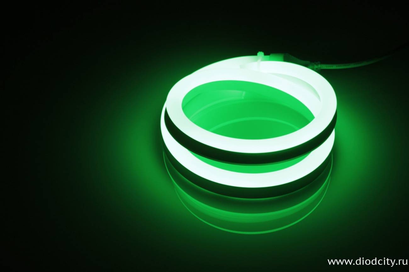 Гибкий неон 24V-2835-120P-big size, размер 12*25мм, зеленый