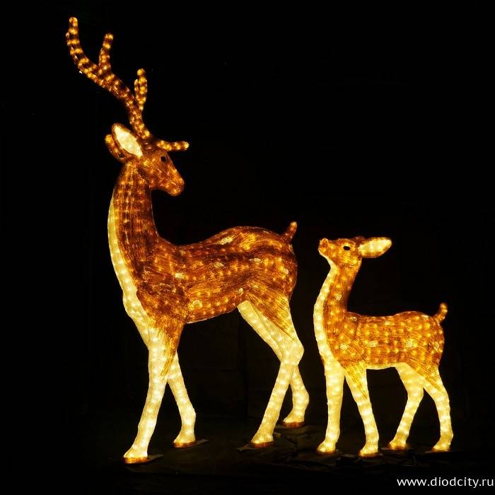 Световые акриловые фигуры "Пара благородных оленей"