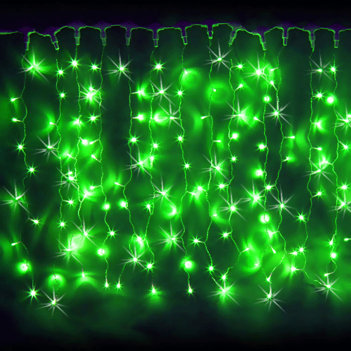 Светодиодный занавес "Дождь", 2 х 1.5м, зеленые диоды, мерцающий