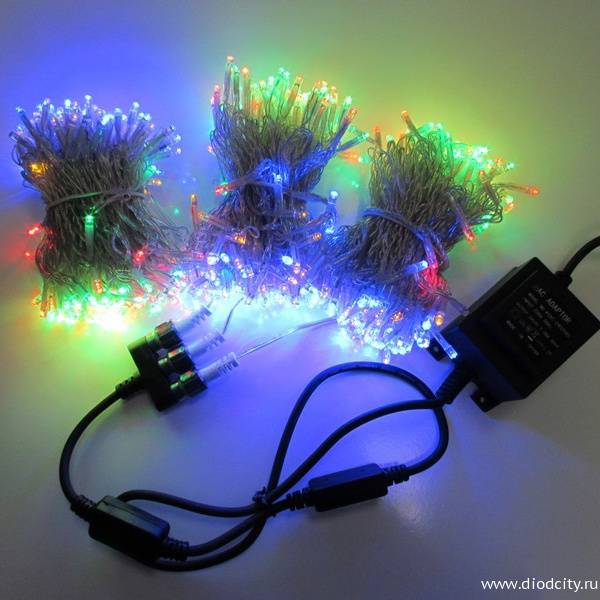Гирлянда "Клип Лайт Спайдер" 3 нити по 20 м, мульти диоды, мерцающий