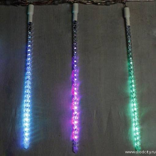 Светодиодные тающие сосульки, 10 шт по 50см, длина 10 м, RGB