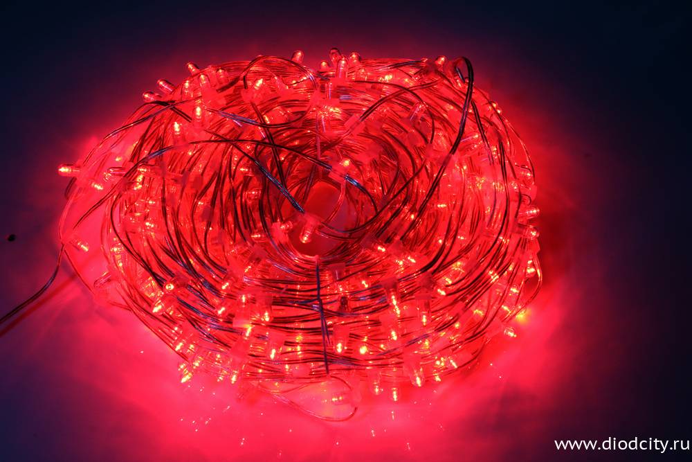 Гирлянда на деревья Клип Лайт мерцающий, 100 м, красный (красный flash)
