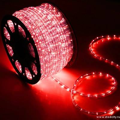 Дюралайт круглый с мерцанием, красный, 220 В