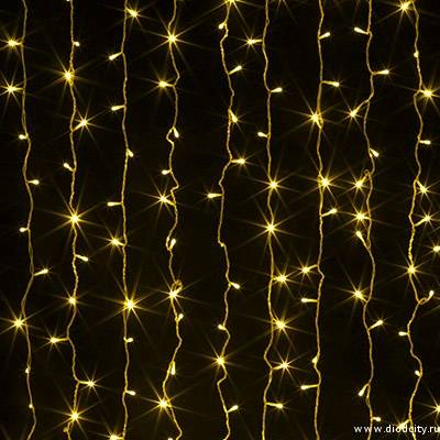 Светодиодный занавес "Дождь", 2 х 1.5м желтые диоды IP65