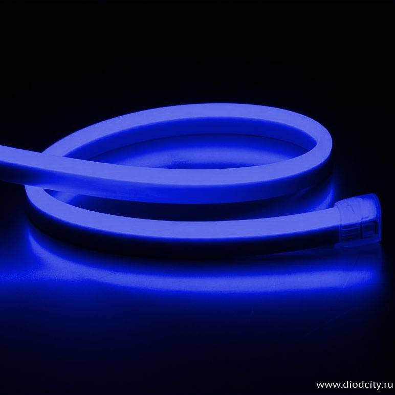 Гибкий неон 220V-2835-120P-big size, размер 12*25мм, синий
