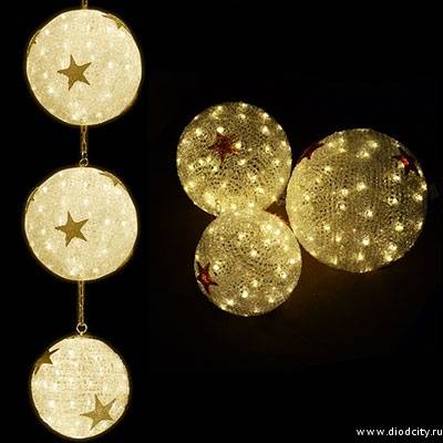 Обьемная фигура 3D "Три шара" белый+желтый