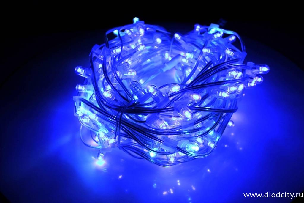 Гирлянда на деревья Клип Лайт мерцающий, 100 м, синий (белый flash)