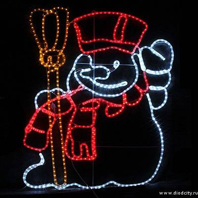 Светодиодная фигура "Снеговик с метлой" 100 * 123 см