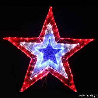 Светодиодная звезда 55*54 см, триколор, IP44