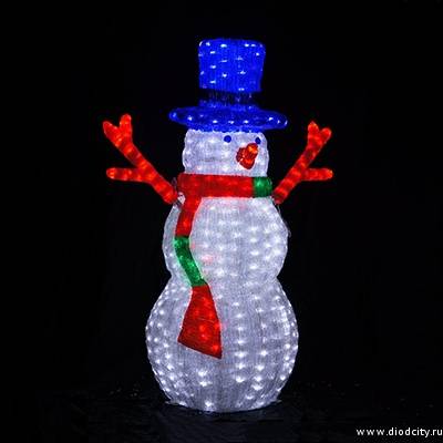 Световая акриловая фигура "Снеговик - лесовик"  165  см