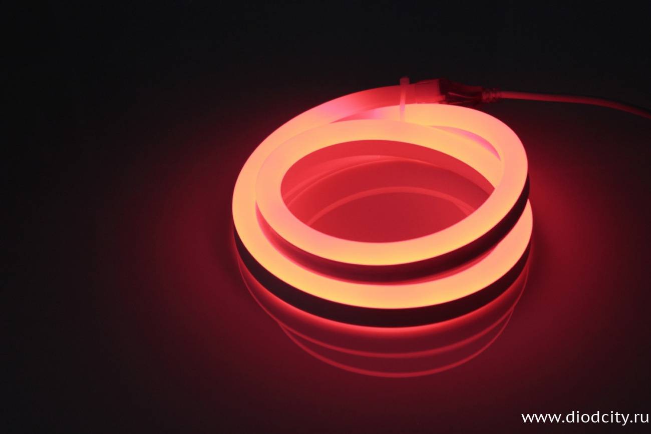 Гибкий неон 24V-2835-120P-big size, размер 12*25мм, красный
