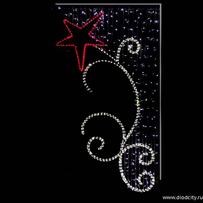 Светодиодная консоль "Звезда на ветке", 225х108 см