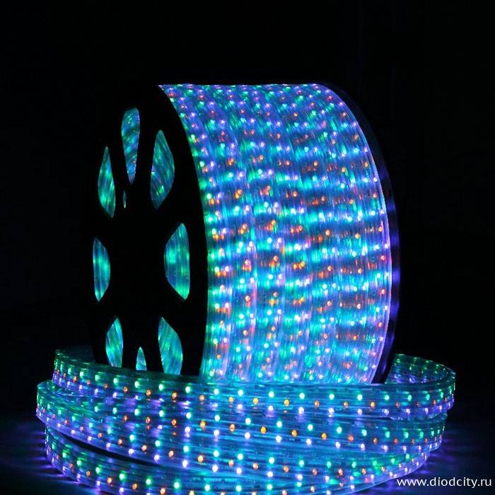 Светодиодный дюралайт 5-х жильный плоский 11*28мм, мульти