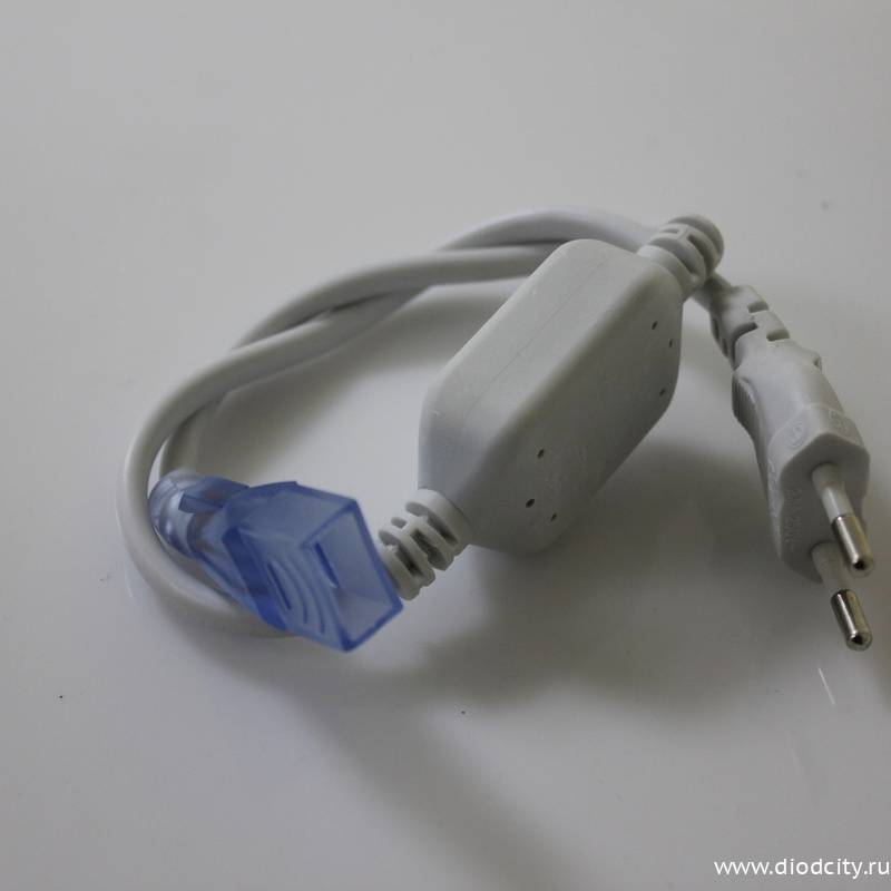 Силовой шнур с AC/DC конвертером для Led Neon Flex Mini 8х18мм