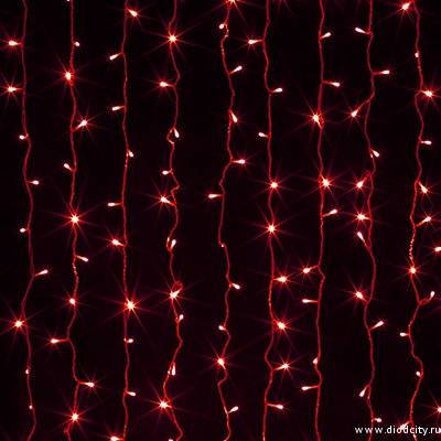 Светодиодный занавес "Дождь", 2 х 1.5м  красные диоды IP65