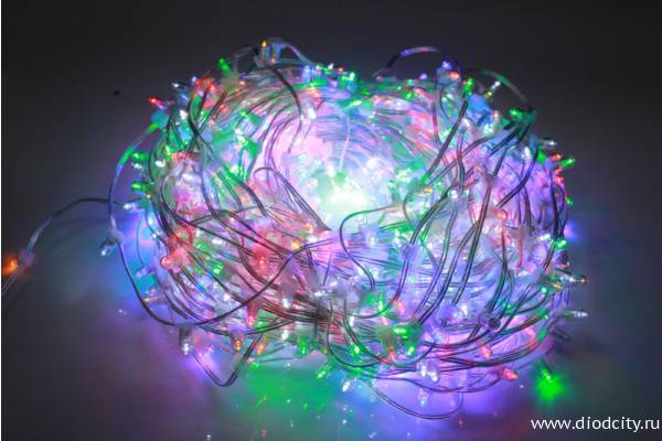 Гирлянда "Клип Лайт" мульти диоды, прозрачный провод  12В